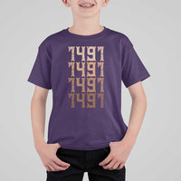 Proud Native American 1491 Pre Columbus Indigenous People Day T Shirt For Kid - Wonder Print Shop