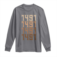 Proud Native American 1491 Pre Columbus Indigenous People Day Long Sleeve Shirt - Wonder Print Shop