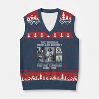 The Original Homeland Security Fighting Terrorism Since 1492 V-Neck Knit Sweater Vest Native American - Wonder Print Shop