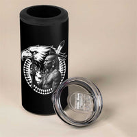 Mohawk Warrior Tribe 4 in 1 Can Cooler Tumbler Native American Haudenosaunee Pride Vintage Eagle - Wonder Print Shop