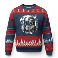 Mohawk Warrior Tribe Ugly Christmas Sweater Native American Haudenosaunee Pride Vintage Eagle - Wonder Print Shop