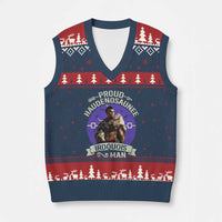 Proud Haudenosaunee Iroquois Man V-Neck Knit Sweater Vest Mohawk Tribe Native American - Wonder Print Shop