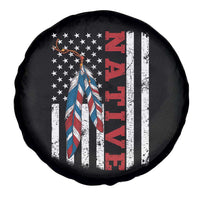 Native American Feathers Vintage USA Flag Spare Tire Cover Proud Indigenous People - Wonder Print Shop