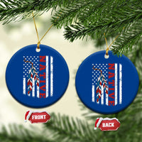Native American Feathers Vintage USA Flag Ceramic Ornament Proud Indigenous People