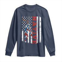 Native American Feathers Vintage USA Flag Long Sleeve Shirt Proud Indigenous People - Wonder Print Shop