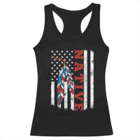 Native American Feathers Vintage USA Flag Racerback Tank Top Proud Indigenous People - Wonder Print Shop