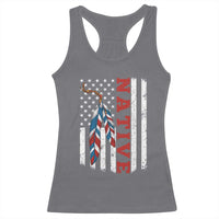 Native American Feathers Vintage USA Flag Racerback Tank Top Proud Indigenous People - Wonder Print Shop