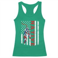 Native American Feathers Vintage USA Flag Racerback Tank Top Proud Indigenous People - Wonder Print Shop