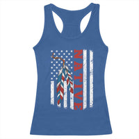 Native American Feathers Vintage USA Flag Racerback Tank Top Proud Indigenous People - Wonder Print Shop