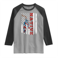 Native American Feathers Vintage USA Flag Raglan Shirt Proud Indigenous People - Wonder Print Shop