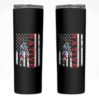 Native American Feathers Vintage USA Flag Skinny Tumbler Proud Indigenous People - Wonder Print Shop