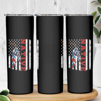 Native American Feathers Vintage USA Flag Skinny Tumbler Proud Indigenous People - Wonder Print Shop