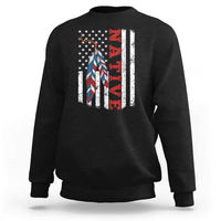 Native American Feathers Vintage USA Flag Sweatshirt Proud Indigenous People - Wonder Print Shop