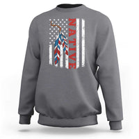 Native American Feathers Vintage USA Flag Sweatshirt Proud Indigenous People - Wonder Print Shop