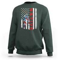 Native American Feathers Vintage USA Flag Sweatshirt Proud Indigenous People - Wonder Print Shop