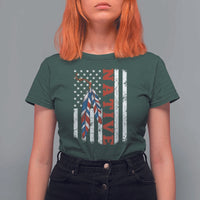 Native American Feathers Vintage USA Flag T Shirt For Women Proud Indigenous People - Wonder Print Shop