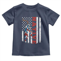 Native American Feathers Vintage USA Flag Toddler T Shirt Proud Indigenous People - Wonder Print Shop