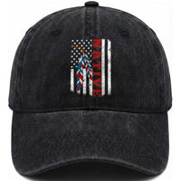 Native American Feathers Vintage USA Flag Washed Cotton Baseball Cap Proud Indigenous People