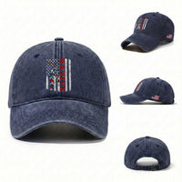 Native American Feathers Vintage USA Flag Washed Cotton Baseball Cap Proud Indigenous People