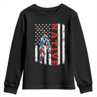 Native American Feathers Vintage USA Flag Youth Sweatshirt Proud Indigenous People - Wonder Print Shop