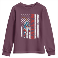 Native American Feathers Vintage USA Flag Youth Sweatshirt Proud Indigenous People - Wonder Print Shop