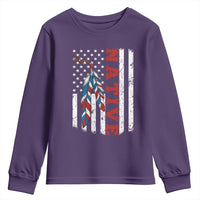 Native American Feathers Vintage USA Flag Youth Sweatshirt Proud Indigenous People - Wonder Print Shop