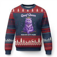 Funny Queef Queen Cat Ugly Christmas Sweater Hear My Kitty Purr Inappropriate Dirty Adult Humor - Wonder Print Shop