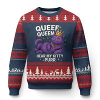Funny Queef Queen Cat Ugly Christmas Sweater Hear My Kitty Purr Inappropriate Dirty Adult Humor Jokes - Wonder Print Shop