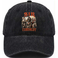 Sir Cumsalot Funny Offensive Knight Meme Bootleg Graphic Washed Cotton Baseball Cap