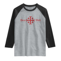 Deus Vult Catholic Knight Templar Crusader Cross Raglan Shirt