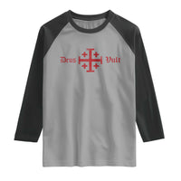 Deus Vult Catholic Knight Templar Crusader Cross Raglan Shirt