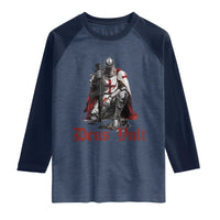 Deus Vult Knights Templar Gun Lover Raglan Shirt Crusader Cross Soldier of Christ
