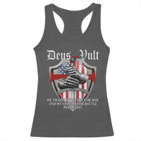 Deus Vult Knights Templar Racerback Tank Top He Trains My Hands For War And My Fingers For Battle