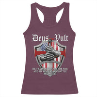 Deus Vult Knights Templar Racerback Tank Top He Trains My Hands For War And My Fingers For Battle