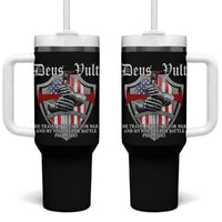Deus Vult Knights Templar Tumbler With Handle He Trains My Hands For War And My Fingers For Battle
