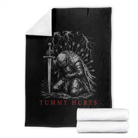 Tummy Hurts Funny Medieval Knight Dark Fantasy Humor Throw Blanket