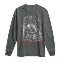 Tummy Hurts Funny Medieval Knight Dark Fantasy Humor Long Sleeve Shirt