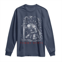 Tummy Hurts Funny Medieval Knight Dark Fantasy Humor Long Sleeve Shirt