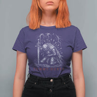 Tummy Hurts Funny Medieval Knight Dark Fantasy Humor T Shirt For Women