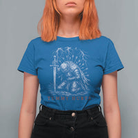 Tummy Hurts Funny Medieval Knight Dark Fantasy Humor T Shirt For Women