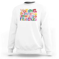 Voting Prevents Unwanted Presidencies Sweatshirt US Election Political 2024 - Wonder Print Shop