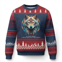Native Americans Ugly Christmas Sweater My Spirit Animal A Reflection Of My True Essence Wolf - Wonder Print Shop