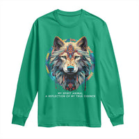 Native Americans Long Sleeve Shirt My Spirit Animal A Reflection Of My True Essence Wolf - Wonder Print Shop
