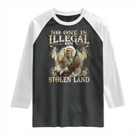 Native American Raglan Shirt No One Is Illegal On Stolen Land Eagle Tribe - Wonder Print Shop