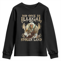 Native American Youth Sweatshirt No One Is Illegal On Stolen Land Eagle Tribe - Wonder Print Shop