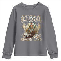 Native American Youth Sweatshirt No One Is Illegal On Stolen Land Eagle Tribe - Wonder Print Shop