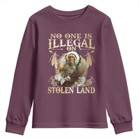 Native American Youth Sweatshirt No One Is Illegal On Stolen Land Eagle Tribe - Wonder Print Shop
