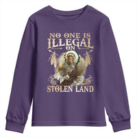 Native American Youth Sweatshirt No One Is Illegal On Stolen Land Eagle Tribe - Wonder Print Shop