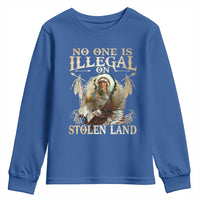 Native American Youth Sweatshirt No One Is Illegal On Stolen Land Eagle Tribe - Wonder Print Shop