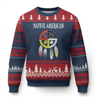 Native American Ugly Christmas Sweater Medicine Wheel Dreamcatcher Spirit Animal Paws - Wonder Print Shop
